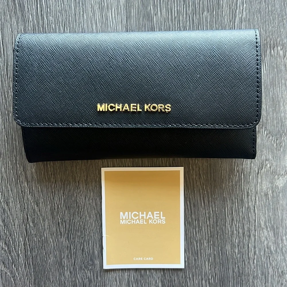 NWT Michael Kors | Jet Set Trifold Wallet | Black